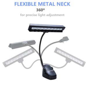 Lightess Dimmable Music Stand Lights Clip on Book Light Piano LED Reading Lamp USB Desk Lamp, Black