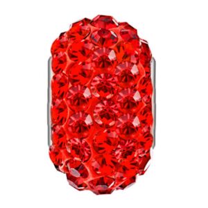 CharmSStory 925 Sterling Silver Red Simulated Birthstone Charms Synthetic Crystal Bead For Bracelets