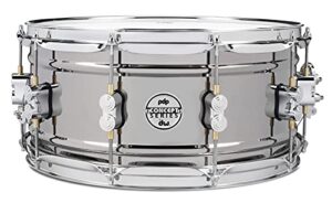 pacific drums concept series black nickel over steel snare drum, 6.5"x14" (pdsn6514bncr)