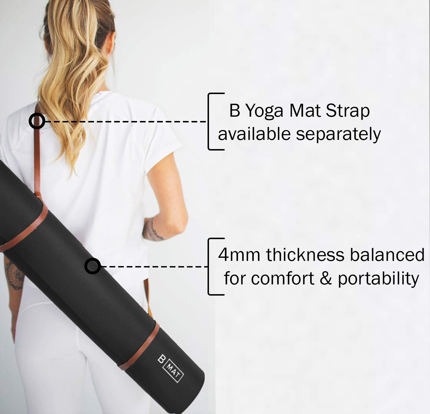 B YOGA Mat for Men & Women | Extra Thick 4mm (1/8-inch) Non-slip Workout Mat | Eco-friendly Exercise Mat | Perfect for Pilates, Yoga & Floor Exercises | 71" Long, Charcoal