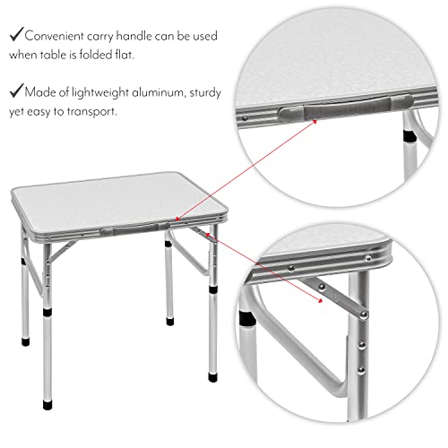 Aluminum Portable Folding Camp Table With Carry Handle - By Trademark Innovations, White