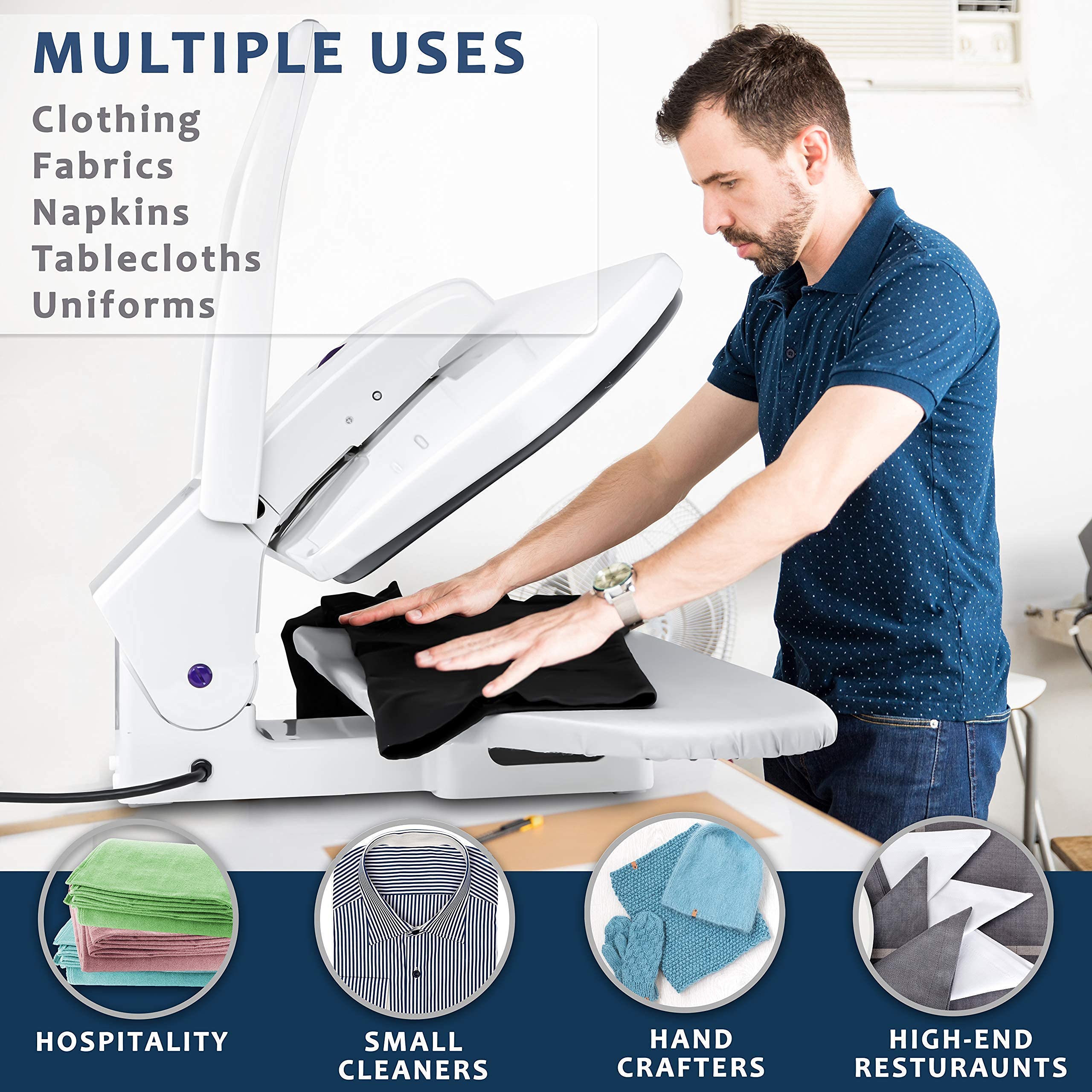 SpeedyPress Oversize Pressing Iron/Steam Press | Ultra XL Electronic Iron Press w/ 100LBs. of Pressing Pressure for Home/Business | Multiple Steam Functions & Temp Settings, Large Pressing Surface