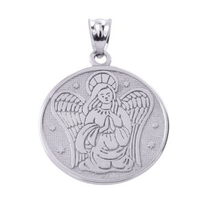 religious jewelry 925 sterling silver two sided guardian angel charm pendant