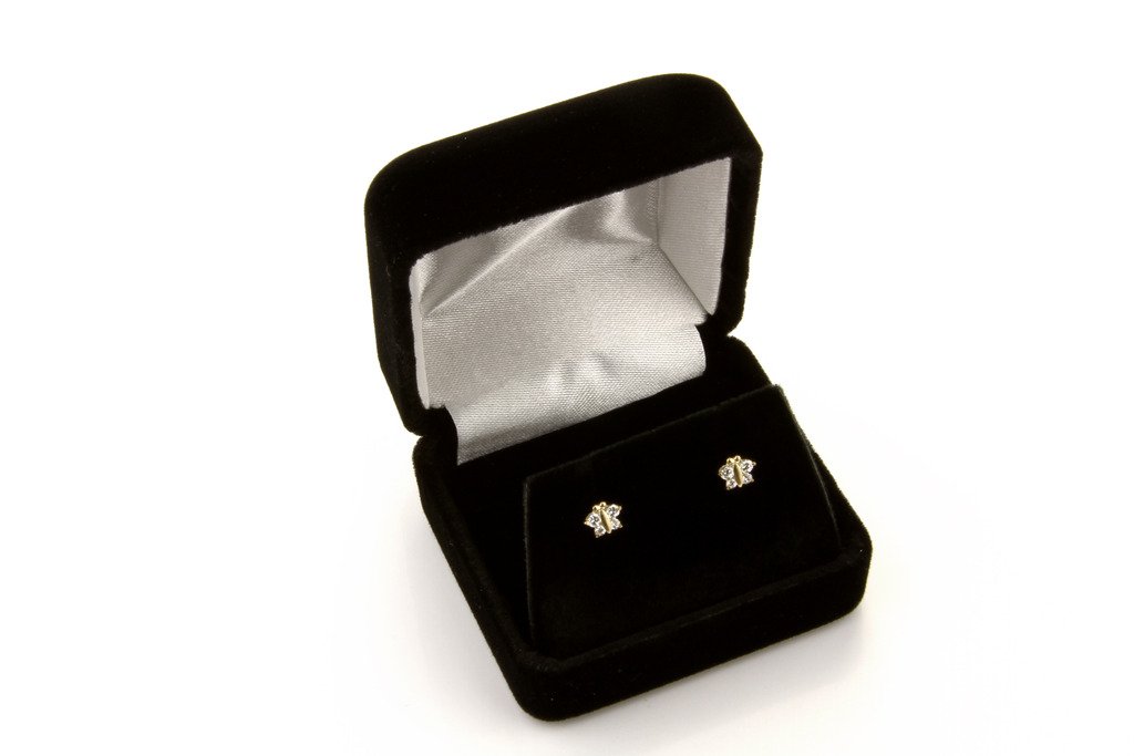 14k White Gold Crown Stud Earrings with Screw Back