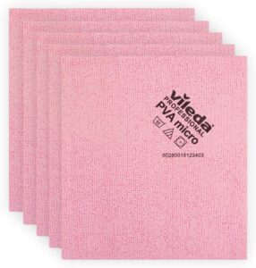 vileda professional | pva microfiber cloth red | all purpose cleaning shammy | synthetic chamois towel | smooth & absorbent materials | 5 pack