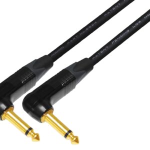 WORLDS BEST CABLES 2 Units - 6 Inch - Guitar Instrument Cable CUSTOM MADE using Mogami 2524 wire and Neutrik NP2RX-B ¼ Inch (6.35mm) Right Angled Gold TS Connectors