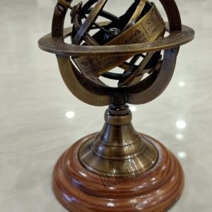 5" Nautical Brass Armillary Sphere World Globe Rosewood Base Table Decor Gift