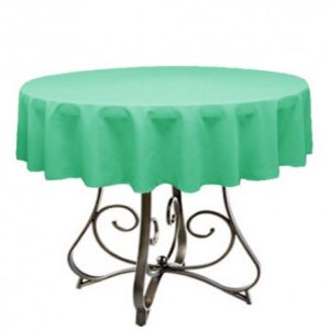 New Creations Fabric & Foam Inc, 58" Round Polyester Poplin Tablecloth for 48" Round Small Coffee Table, Turquoise