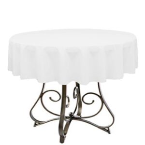 new creations fabric & foam inc 60" round polyester poplin tablecloth, for 48" small round table, white