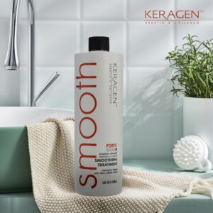 KERAGEN - Brazilian Smoothing Keratin Hair Treatment, Blowout Straightening System for Dry and Damaged Hair - Forte, Sulfate Free - Eliminates Curls and Frizz, Medium to Coarse Hair (16 Oz)