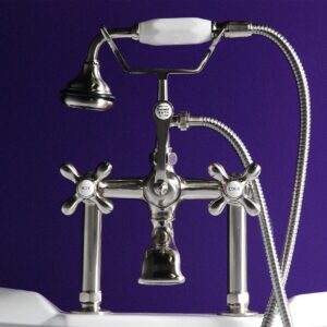 67" Acrylic Slipper Clawfoot Tub & Brushed Nickel Complete Deck Mount Plumbing Package- "Miller"