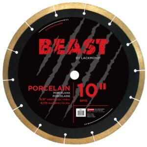 Lackmond Beast Pro Porcelain Saw Blade - 10" Hard Tile Cutting Tool with Thin Kerf Cutting Edge & 5/8" Arbor - BP10