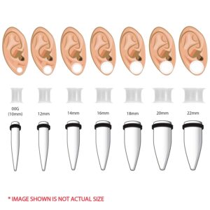 BodyJ4You 24PC Ear Stretching Kit - 00G-20mm Big Gauges - Clear Acrylic Heavy Tapers Double Flare Silicone Tunnels - Stretchers Weights Expanders Eyelets