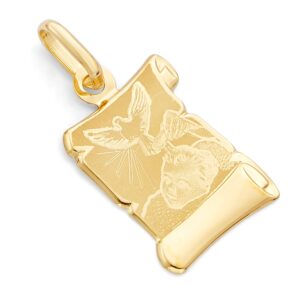 14k REAL Yellow Gold Religious Baptism Charm Pendant