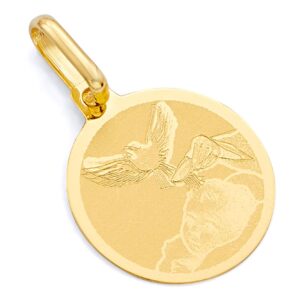 14k real yellow gold religious baptism charm pendant