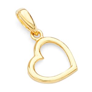 14k real yellow gold heart charm pendant