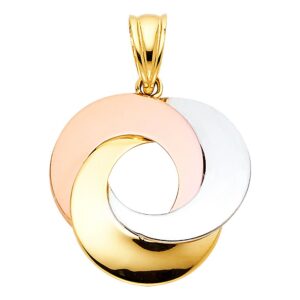 14k real tri color gold love circle charm pendant