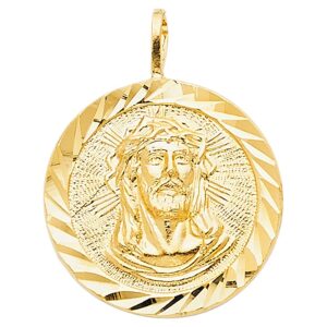 14k REAL Yellow Gold Religious Jesus Christ Stamp Charm Pendant