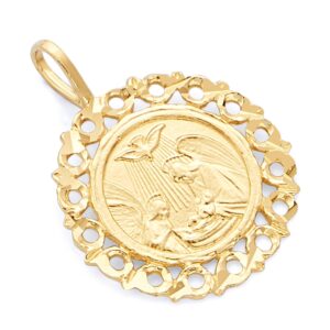 The World Jewelry Center 14k REAL Yellow Gold Religious Baptism Charm Pendant (20 x 20 mm)