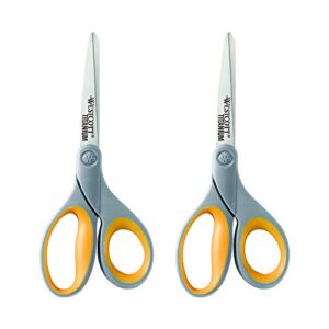 westcott 8" straight titanium bonded scissors, grey/yellow, 2 pack