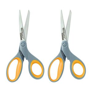 Westcott 8" Straight Titanium Bonded Scissors, Grey/Yellow, 2 Pack