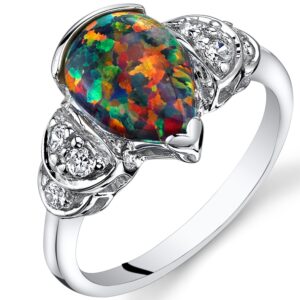 created black opal bellezza ring sterling silver 1.00 carat size 6