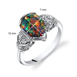 Created Black Opal Bellezza Ring Sterling Silver 1.00 Carat Size 6