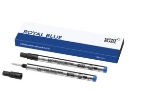 montblanc rollerball legrand refills (m) royal blue 124503 – pen refills for meisterstück legrand rollerball pens with a medium tip – 2 x blue pen cartridges