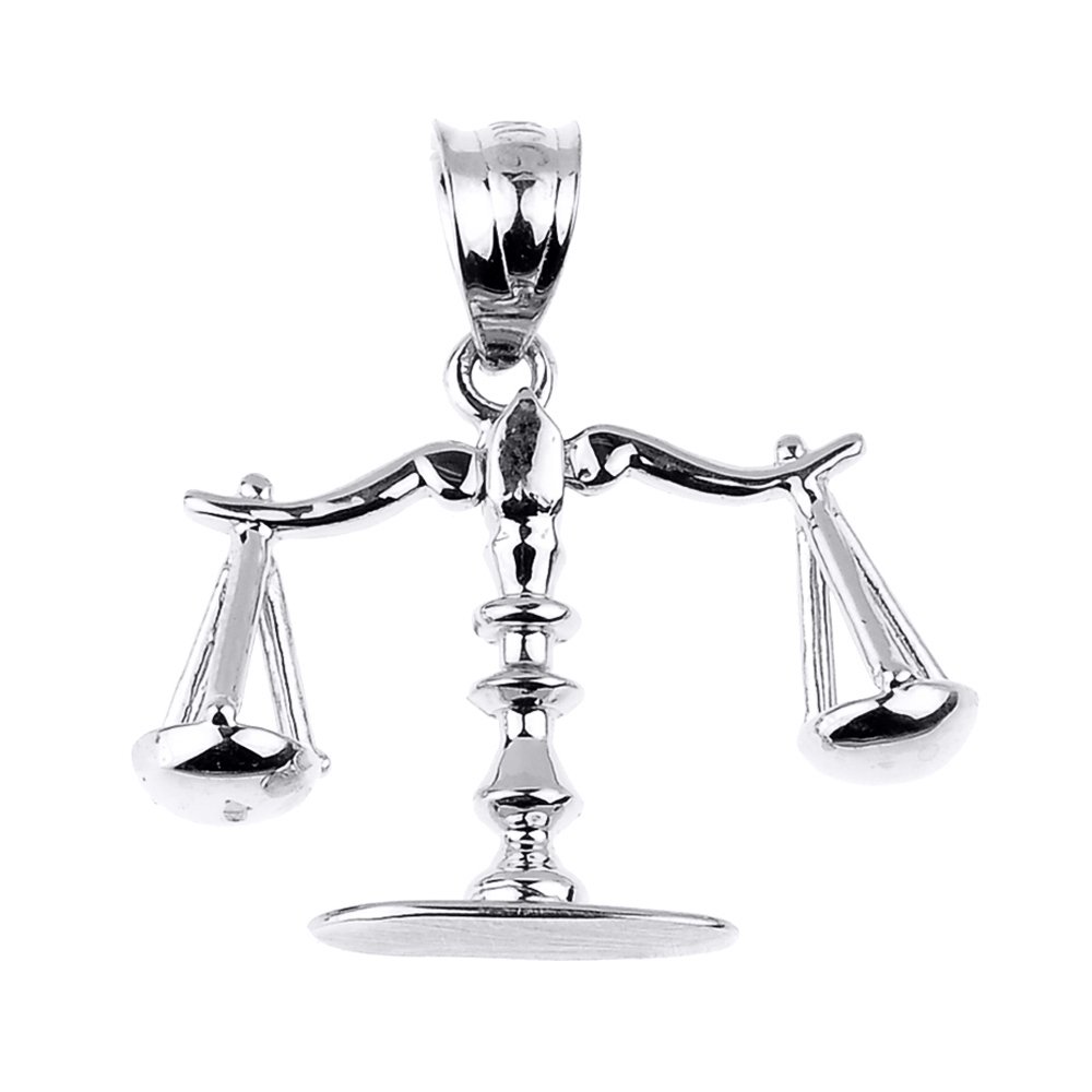 High Polished 925 Sterling Silver 3D Scales of Justice Charm Pendant