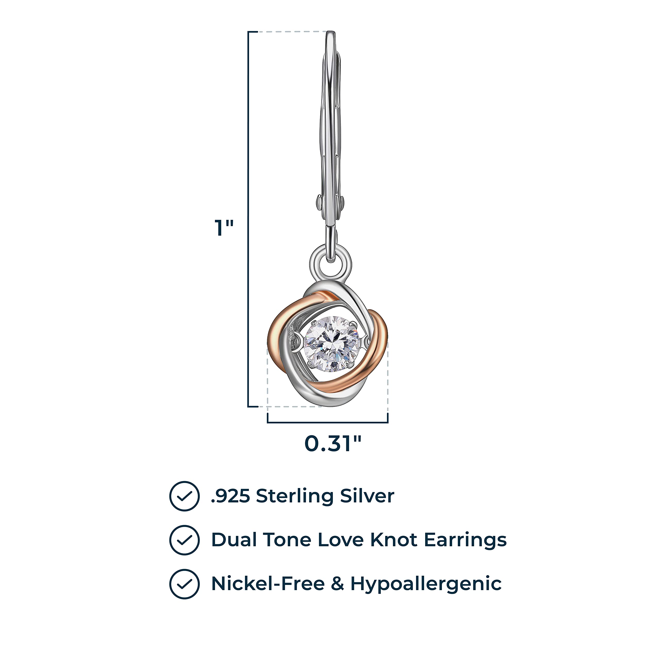 MORGAN & PAIGE Round Halo Drop Earrings for Women - 925 Sterling Silver, Premium Rhodium Plated with Dancing Solitaire Cubic Zirconia - Lightweight, Small Dangle Earring Design