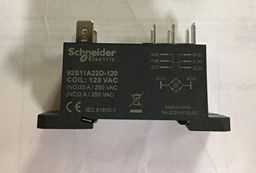 Schneider Electric/Legacy Relay 92S11A22D-120 Power Relay, Dpdt, 120VAC, 30A, Din Rail