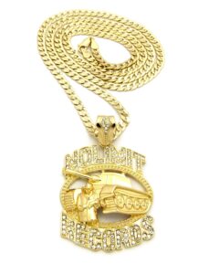 new iced out no limit records pendant dia-cut cuban chain necklace xzp25cdc (gold)