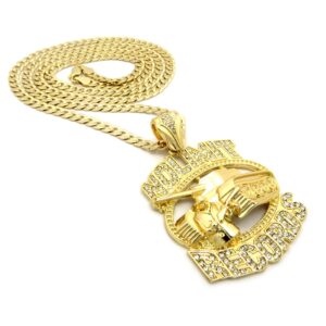 New Iced Out No Limit Records Pendant Dia-Cut Cuban Chain Necklace XZP25CDC (Gold)