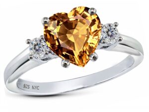 star k 8mm heart shape simulated imperial yellow topaz ring sterling silver size 8.5