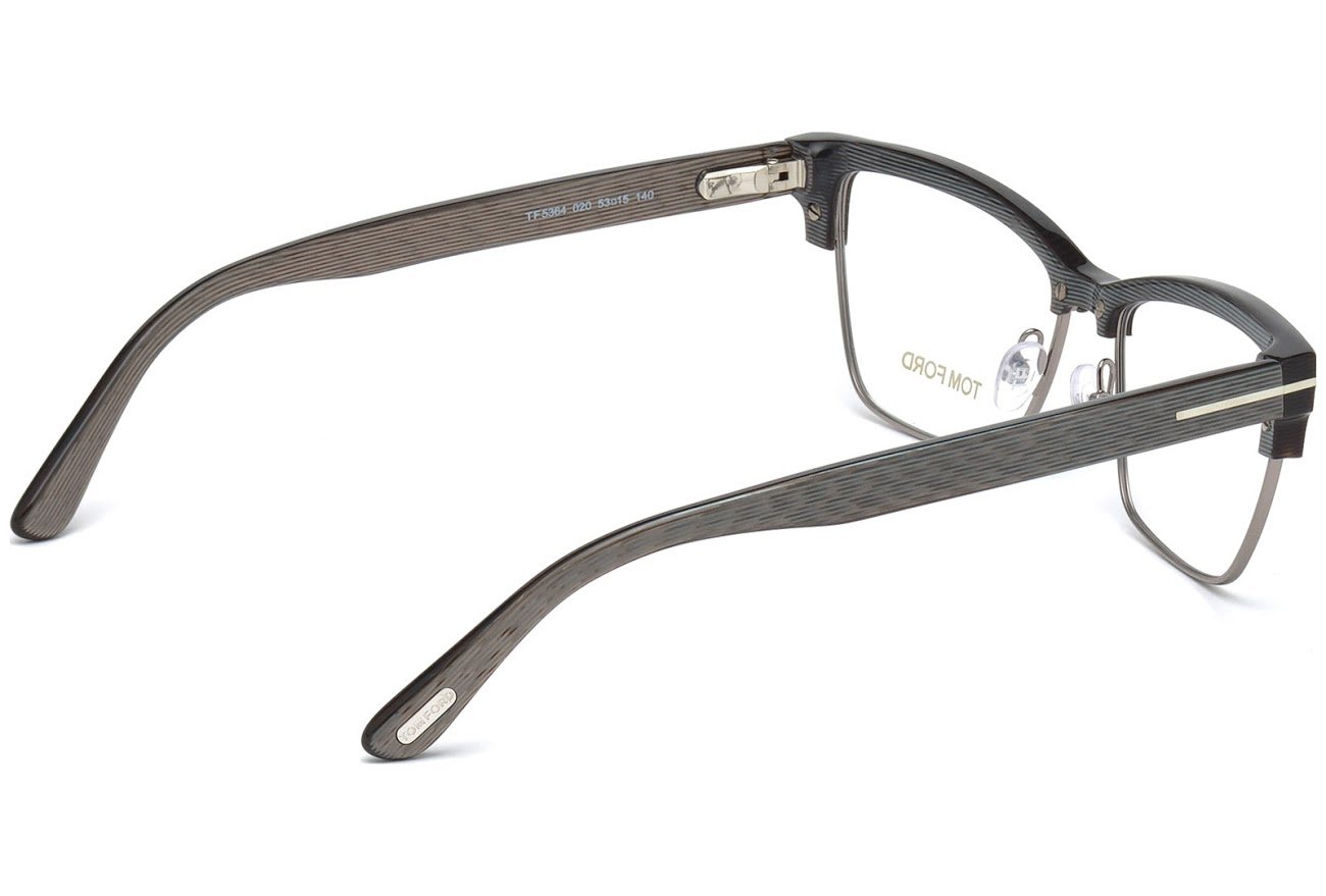 Tom Ford TF5364 Rectangular Eyeglasses FT5364 (020 Chalkstripe Gray/Palladium, 53)