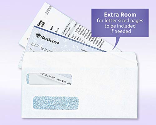 #9 Ready-Seal Double Window Security Tinted Check Envelopes, Compatible for QuickBooks Checks, Sage 100 program, Blackbaud Software ETC, from NextDayLabels, Box of 500