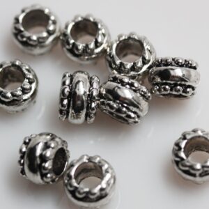 Sexy Sparkles 10 Pcs Silver Tone European Spacer Beads for Snake Chain Charm Bracelets