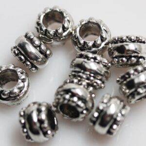 Sexy Sparkles 10 Pcs Silver Tone European Spacer Beads for Snake Chain Charm Bracelets