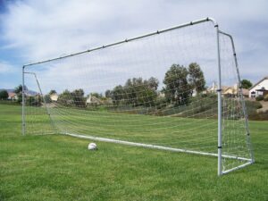 official size 24 x 8 x 5 ft. steel soccer goal. heavy duty frame w/net. tournament, regulation size. professional portable practice training aid. 24 x 8, 24x8(1net)