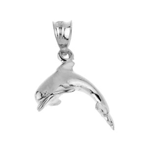 925 sterling silver high polish jumping dolphin pendant