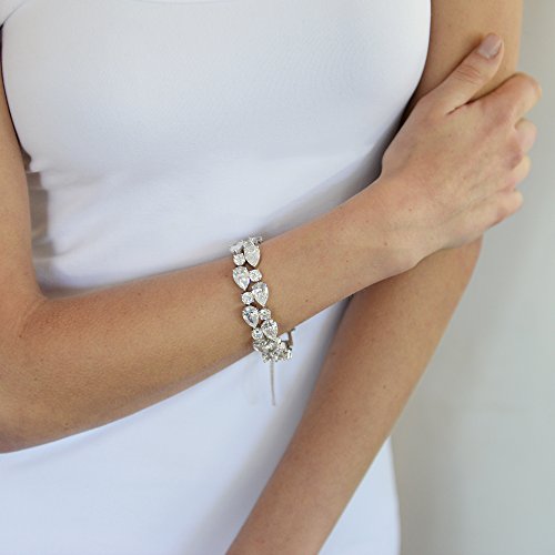 Mariell Silver Petite Length 6 1/2" Wedding Bracelet with Bold CZ Mosaic for Brides and Bridesmaids