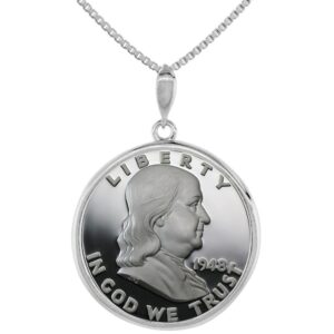 sterling silver half dollar bezel 30 mm coins prong back round edge 50 cent coin not included