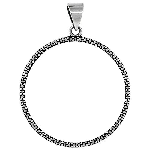 Sterling Silver Illusion Edge Half Dollar Bezel 30 mm Coins Prong Back 50 Cent Coin NOT Included