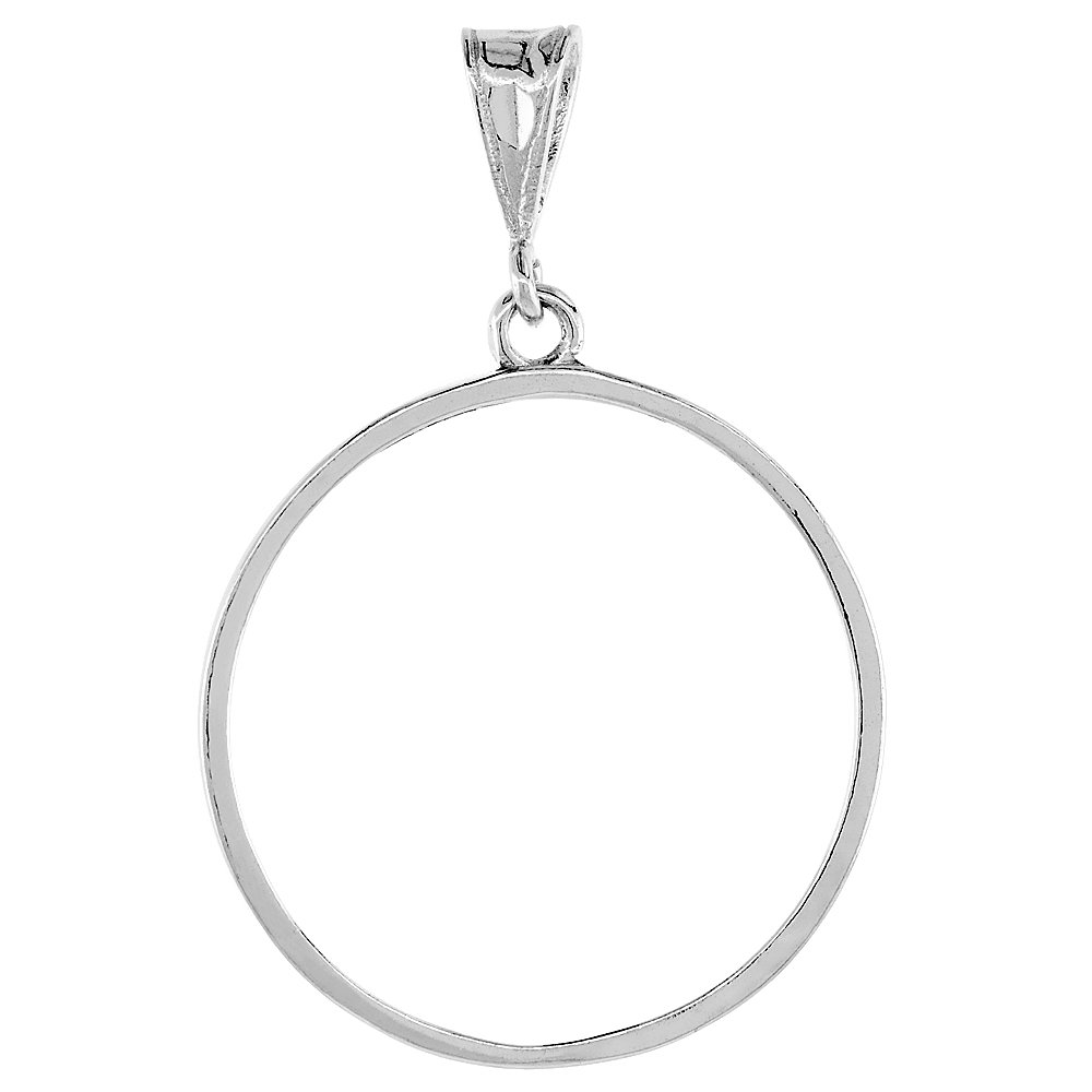 Sterling Silver Half Dollar Bezel 30 mm Coins Prong Back Square Edge 50 Cent Coin NOT Included