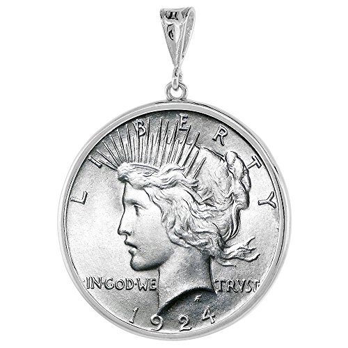 Sterling Silver Dollar Bezel 38 mm Coins Prong Back Round Edge Mexican Olympic One Dollar Coin NOT Included