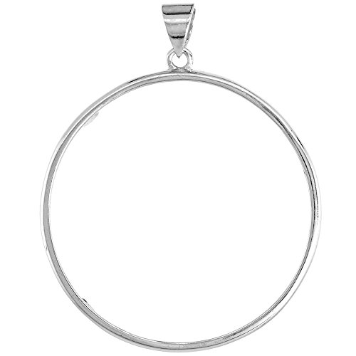 Sterling Silver Dollar Bezel 38 mm Coins Prong Back Round Edge Mexican Olympic One Dollar Coin NOT Included