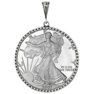 sterling silver silver eagle bezel 41 mm coins prong back illusion edge 1 oz coin not included