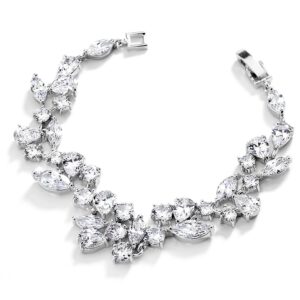 mariell mosaic shaped cz wedding bracelet in silver rhodium. 6 ¼" petite size, perfect for smaller wrist!