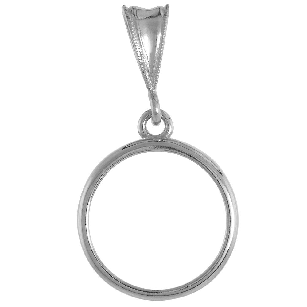 Sterling Silver Dime Bezel 18 mm Coins Prong Back Round Edge 10 cent Coin NOT Included