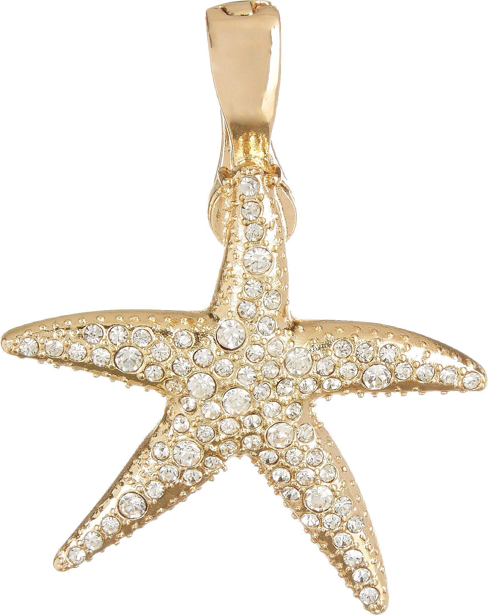 Wearable Art By Roman Rhinestones Starfish Pendant One Size Gold tone